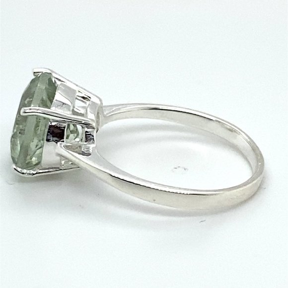 Prasiolite 6.70ct Platinum Finish Solid 925 Sterling Silver Ring - Picture 6 of 6